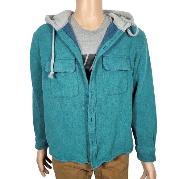 BDG Urban Outfitters Men's 100% Cotton Textured Button Jacket, Grey Hood Size S - Picture 1 of 12